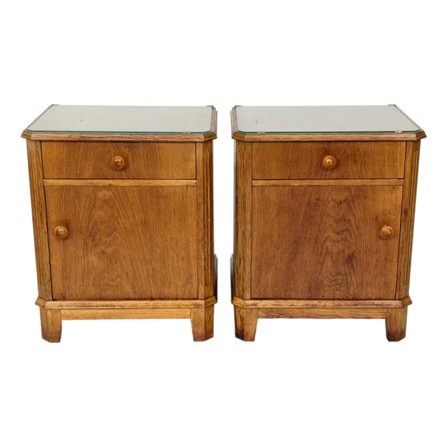 Vintage Wood Bedside Tables, Set of 2 For Sale