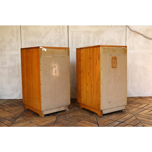 Vintage Pair of 1940s Solid Oak Nightstands For Sale - Image 16 of 18