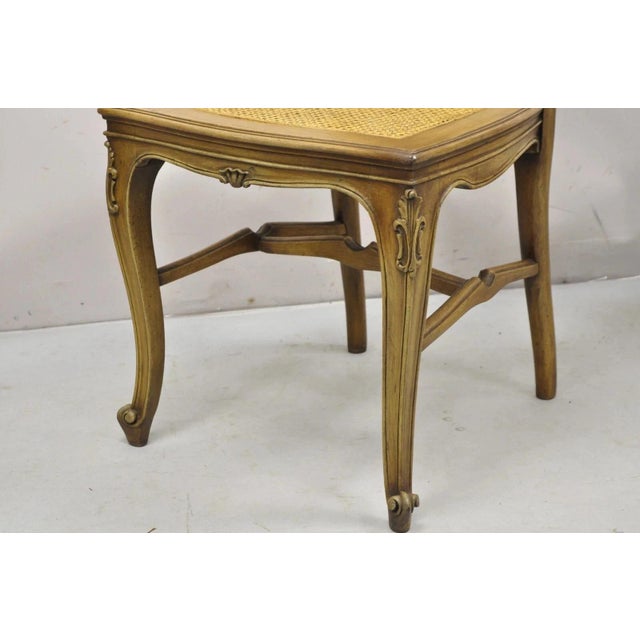 Antique French Provincial Louis XV Style Carved Walnut Cane Side Chair - A Pair For Sale - Image 10 of 11