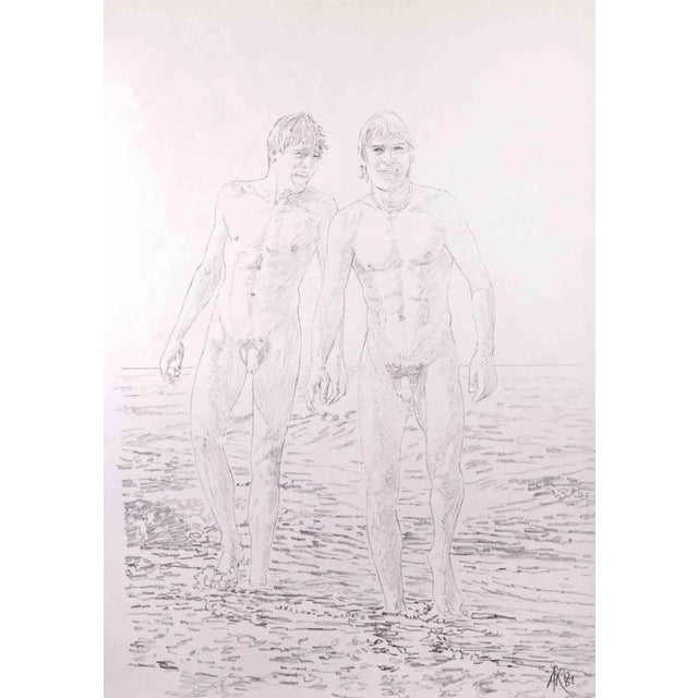 Friends is an original drawing on pencil realized by Anthony Roaland in 1981. Hand-signed and dated by the artist on the...