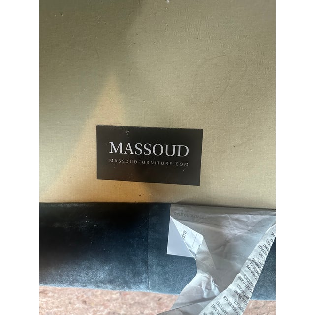 2020s Like New Blue Velvet Massoud Loveseat For Sale - Image 5 of 5