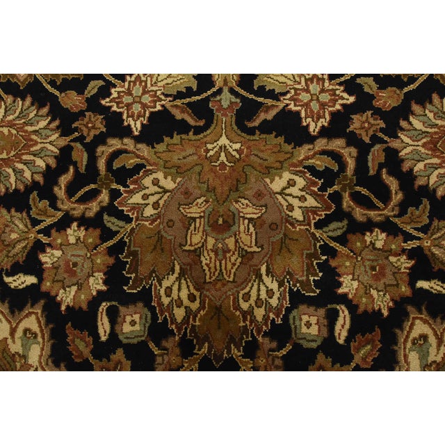 Agra Rug 7’11” X 9’11” Black Wool Traditional Hand-Knotted Oriental Carpet For Sale - Image 9 of 14