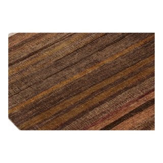 Rug & Kilim’s Modern Textural Rug in Beige-Brown and Umber Stripes and Striae For Sale