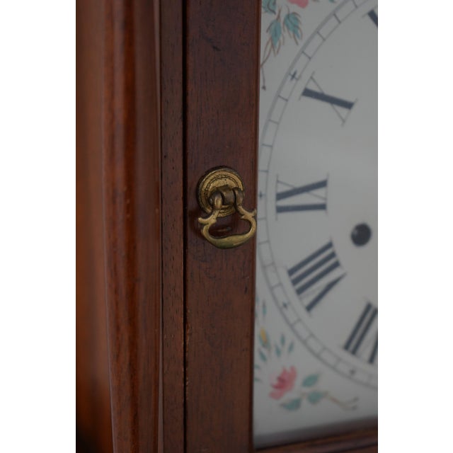 1940s Elmer Stennes Mahogany Dropleaf Dwarf Grandfather Hall Clock For Sale - Image 5 of 12