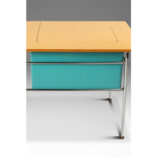 Mid-Century Modern Industrial Writer's Desk / Computer Desk W/ Adjustable Height Desk Top in Chrome & Metal, Usa, C. 1970s For Sale - Image 15 of 18