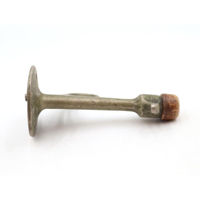 Mid 20th Century Vintage Nickel Plated Brass Door Stopper Hook For Sale - Image 5 of 6