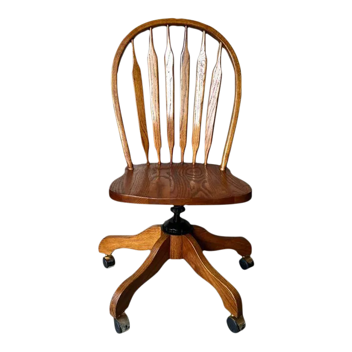Late 20th Century Winners Only Spindle Back Tiger Oak Office