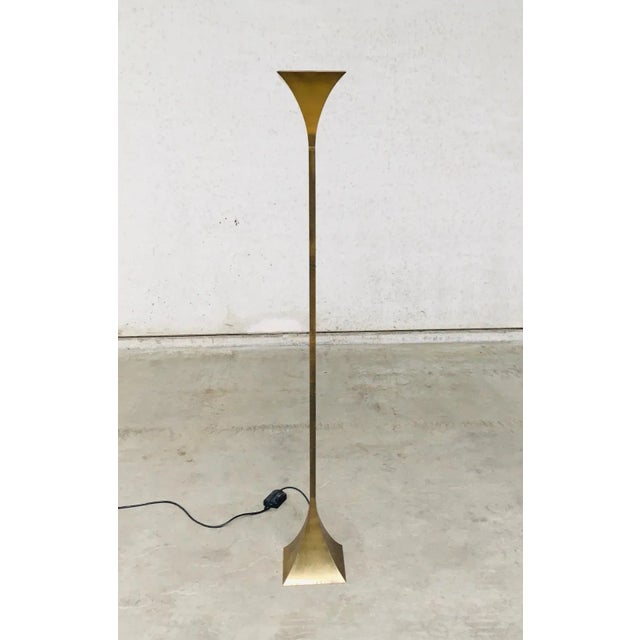 Postmodern Fluted Brass Torchiere Floor Lamp from Relco, Italy, 1980s For Sale - Image 15 of 18