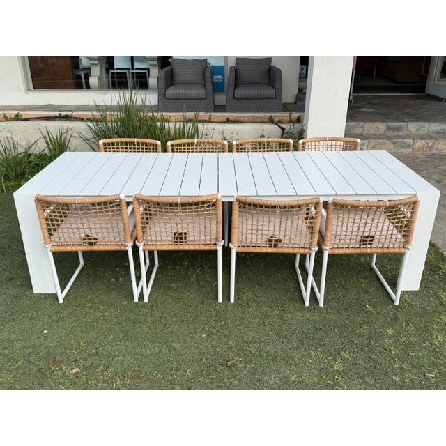Harbour Outdoor Hayden Dining Table + Loop Rattan Dining Chairs, Set For Sale - Image 11 of 12