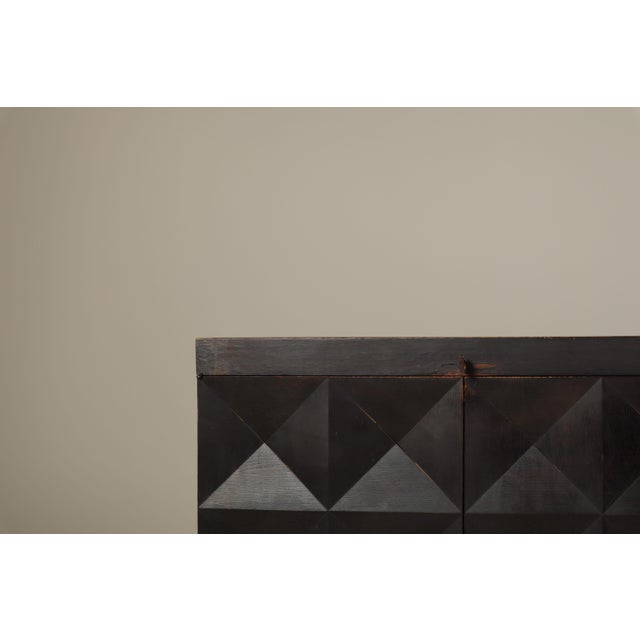 Mid-Century Modern Brutalist Ebonized Sideboard by Jean Batenburg for Mi Belgium, 1960s For Sale - Image 3 of 18