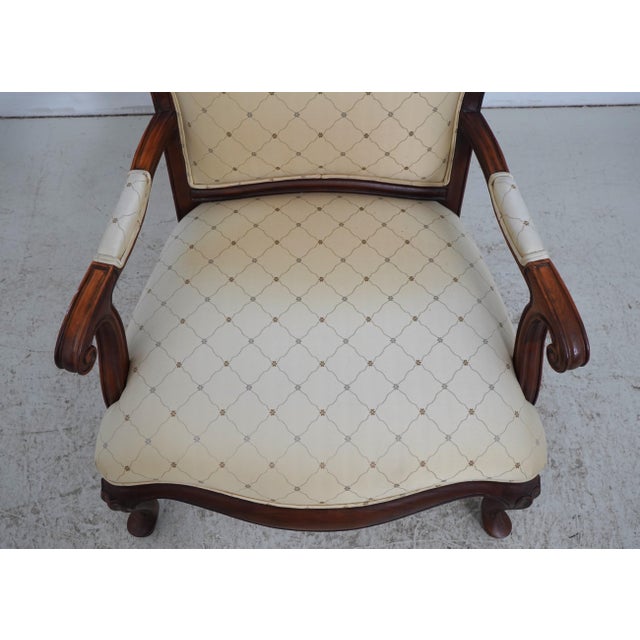 Brown Thomasville Curved Queen Anne Style Chair & Ottoman For Sale - Image 8 of 18