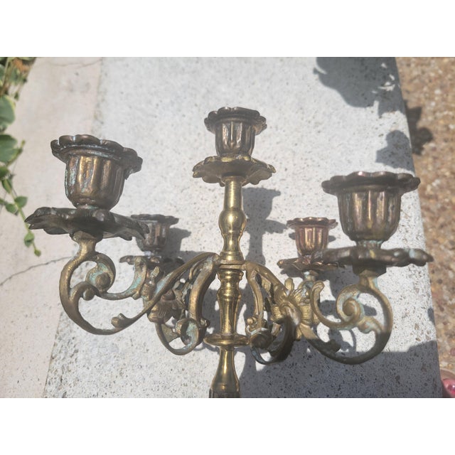 Vintage Five Arm Bronze Candelabra For Sale In Dallas - Image 6 of 12