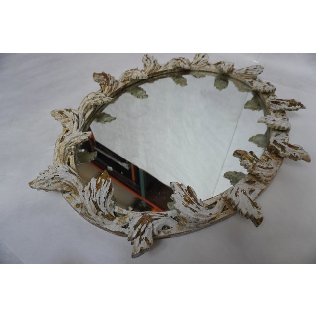 Baroque 1930s Italian Painted Mirror With Leaves From Mla For Sale - Image 3 of 9