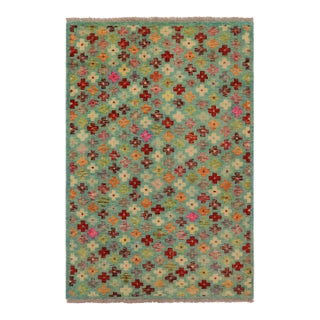 Shabby Chic Balochi Blue/Rust Wool Rug - 3'2''x5'1'' For Sale