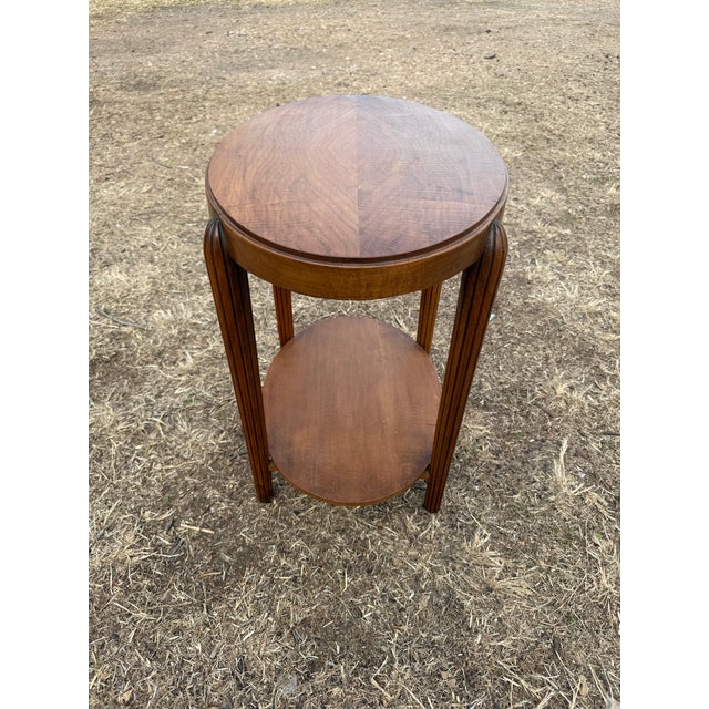 1940s Vintage French Art Deco Solid Walnut Coffee Table or Side Table For Sale - Image 4 of 12