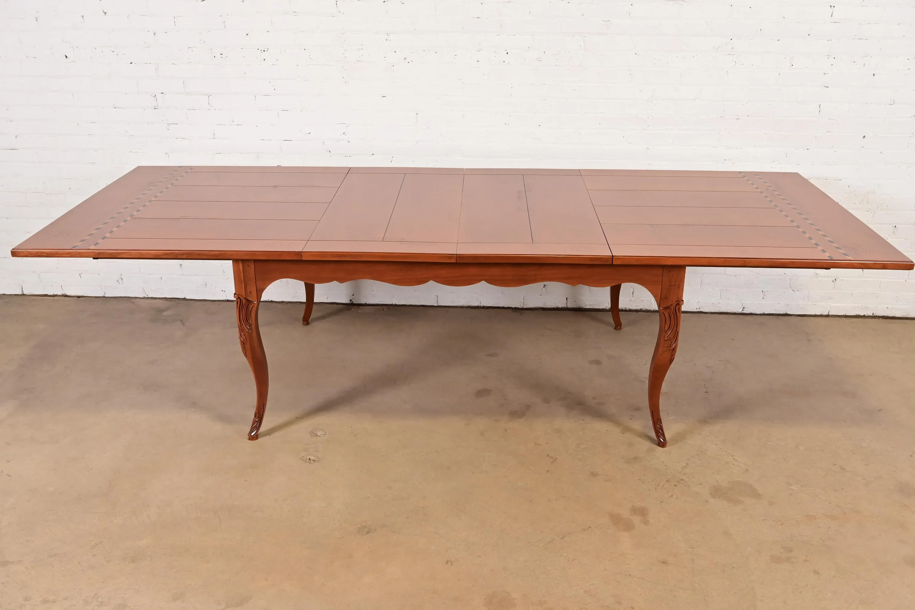 Baker Furniture Italian Provincial Inlaid Cherry Wood Harvest Farm