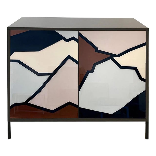 The Strata Cabinet No. 2 – Hand-Painted Abstract Art Cabinet For Sale