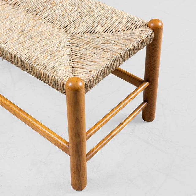 1960s Raffia and Wood Bench, 1960s For Sale - Image 5 of 8