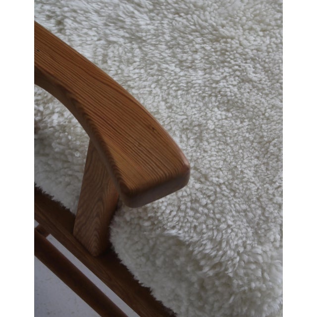 Set of Pinewood & Sheepskin Lounge Chairs, Sweden, 1940s For Sale - Image 11 of 18
