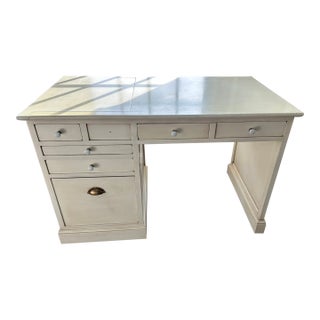 Grange Shabby Chic Soft White Desk With Keyboard Drawer and Cabinets For Sale