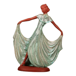 1940s Goldscheider Style Art Déco Dancing Lady Unglazed Porcelain Figurine From United Kingdom