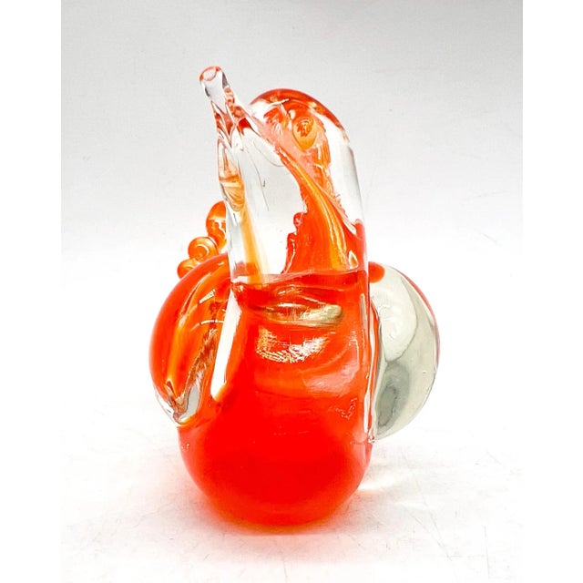 Glass Orange & Clear Murano Sommerso Glass Bird – 20th Century – Italian Modern / Collectible Glass For Sale - Image 7 of 10