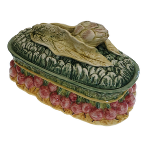 Tiffany & Co Large Artichoke Lid Tureen Painted Molded Vintage Nove Ceramic Italy