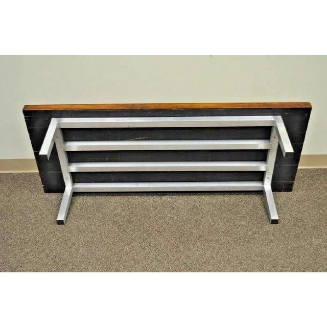 Vintage Industrial Modern Reclaimed Butcher Block Aluminum Base 60" Coffee Table For Sale - Image 10 of 12