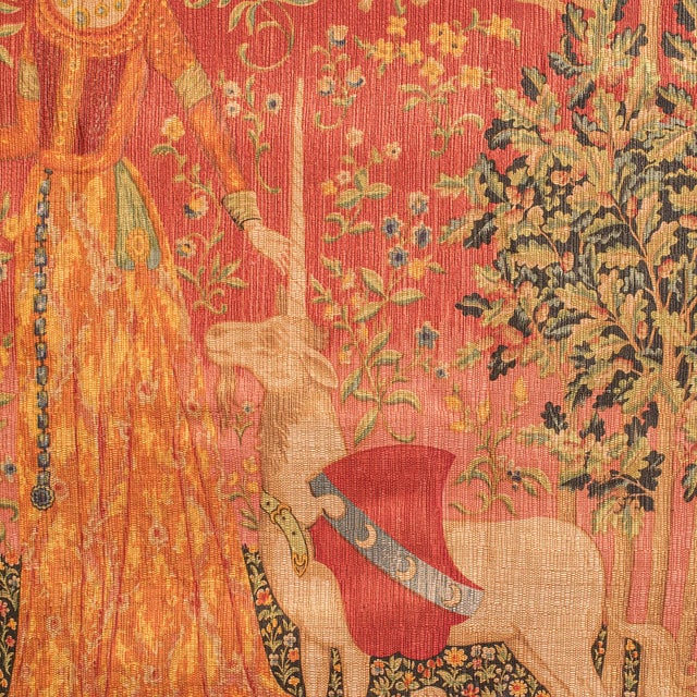 Textile Large Vintage Wall Tapestry, Belgian, Needlepoint, Lady & the Unicorn, Woven Art For Sale - Image 7 of 11