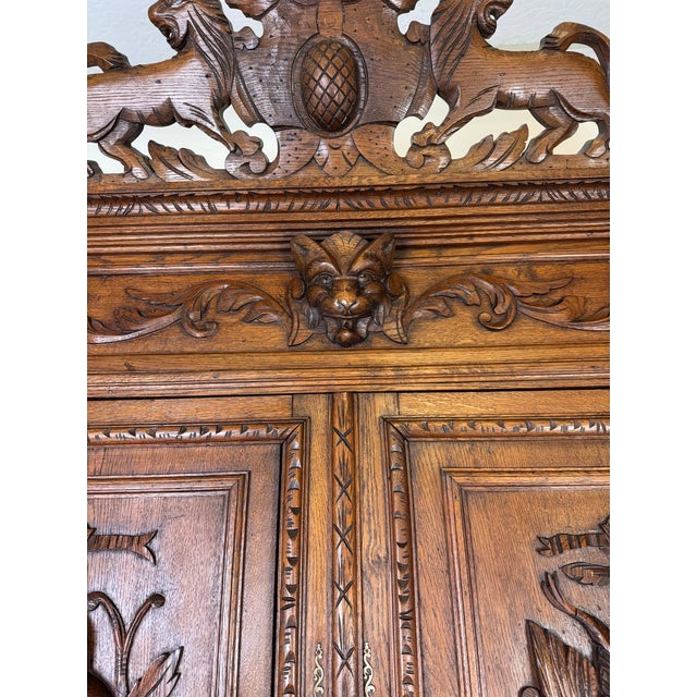 Renaissance Style Hunting Lodge Sideboard in Oak, 1850s For Sale - Image 4 of 14