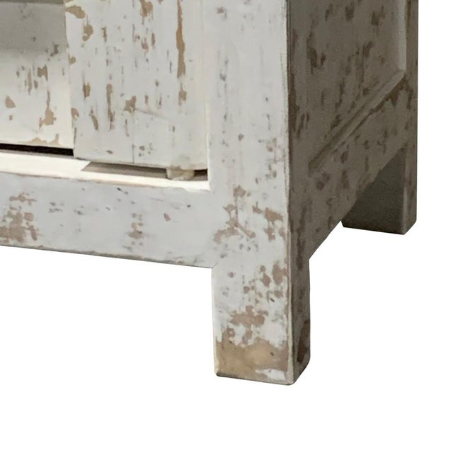 Antique White Elm Wood 4-Door Sideboard For Sale - Image 8 of 10