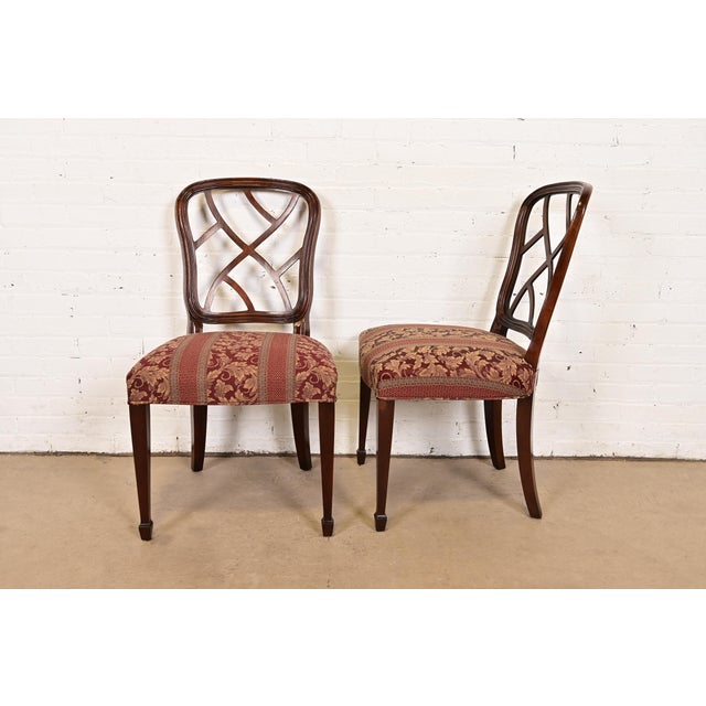 Kindel Furniture Federal Carved Mahogany Side Chairs or Dining Chairs, Pair For Sale - Image 9 of 12