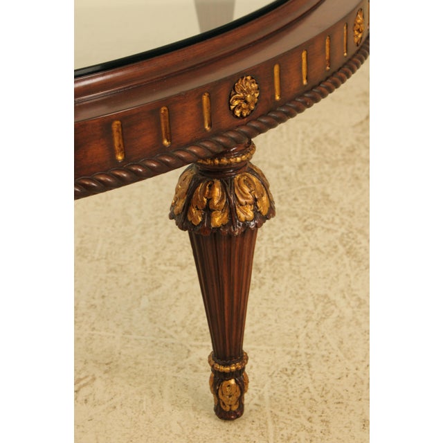 1990s Glass Top Large Round French Style Coffee Cocktail Table For Sale - Image 5 of 13