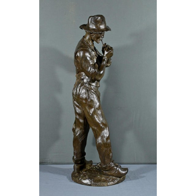 M. Constant Favre, Man with Pipe, Late 1800s, Bronze For Sale - Image 11 of 18