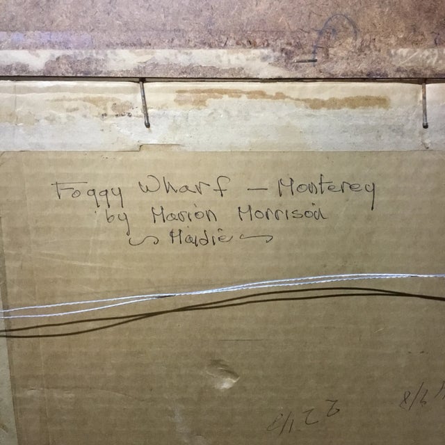 1970s Vintage Marion Morrison Wharf, Monterey Ca Signed Watercolor Painting For Sale - Image 11 of 13