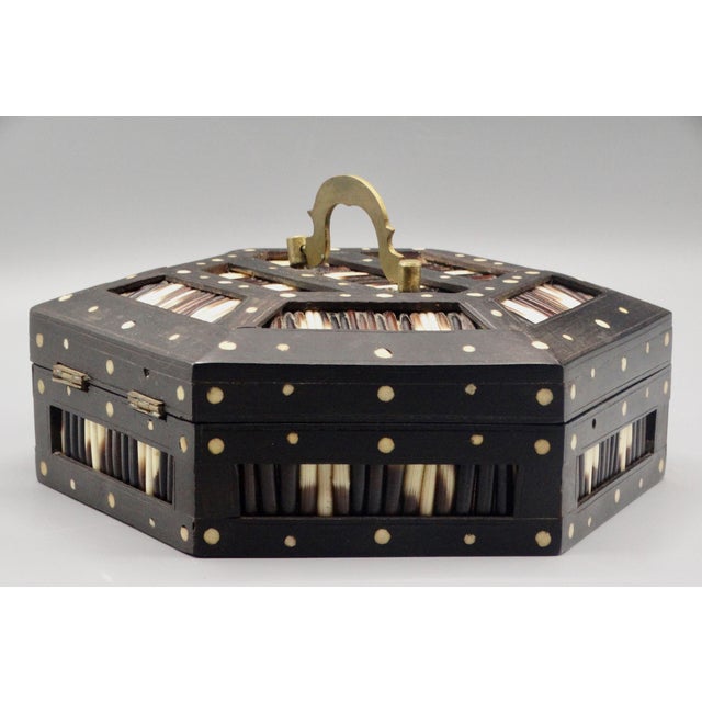 Antique British Colonial Hexagon Shape Porcupine Quill Box For Sale - Image 9 of 12