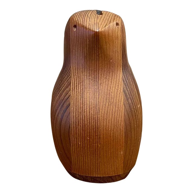 Vintage Decorative Wood Carved Bird Coin Collector by Deborah Bump For Sale