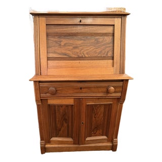 Antique, Eastlake Walnut Drop-Front Desk, Mid-1800s For Sale