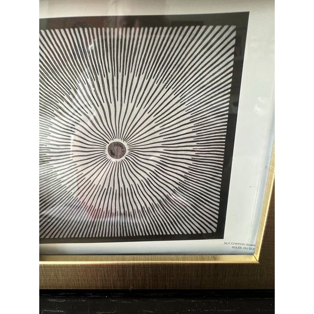 Contemporary 1990s Vintage Framed Authentic Original Hermès Art Advertisement Lithograph Featuring Hermès Black White Geometric For Sale - Image 3 of 6