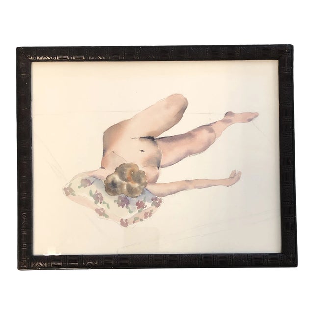 Original Vintage Female Nude Watercolor Painting 9.5 X 12 Overall Size With Vintage Frame Is 11 X 13 Unsigned For Sale