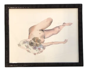 Original Vintage Female Nude Watercolor Painting 9.5 X 12 Overall Size With Vintage Frame Is 11 X 13 Unsigned