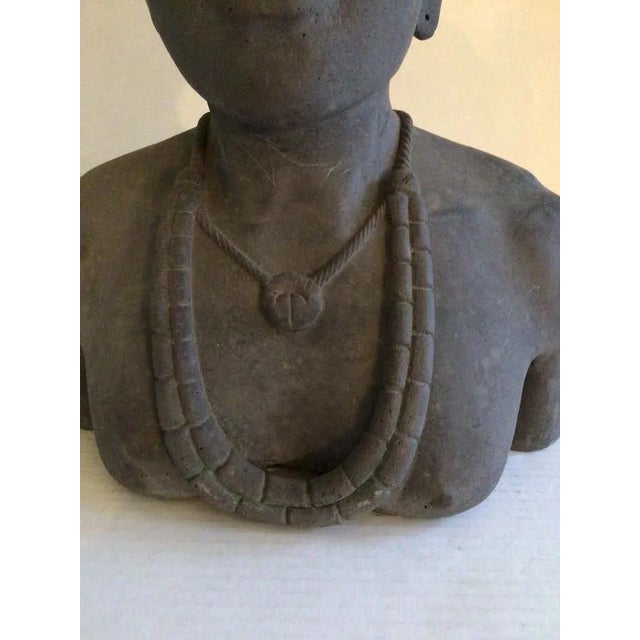 Charcoal 1950s Stoneware Sculpture of Tribal Woman For Sale - Image 8 of 11