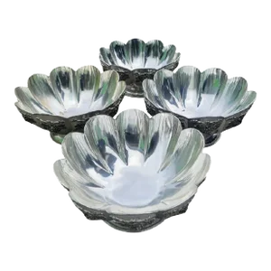 Monumental Vintage Silver Plated Scalloped Grape Designed Ice Bottle Beverage Party Punch Bowl Holder Tub- Set 4