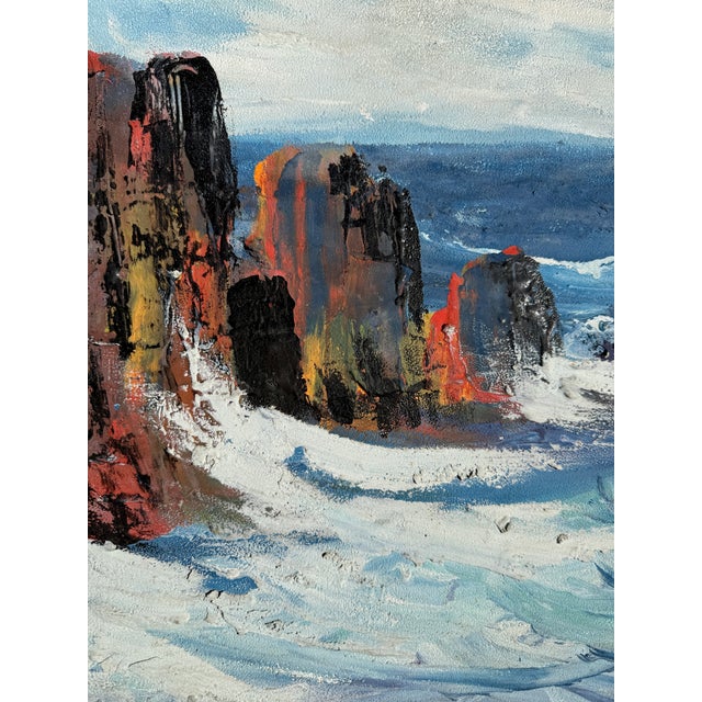 1950s Midcentury Seascape Oil on Canvas For Sale - Image 5 of 10