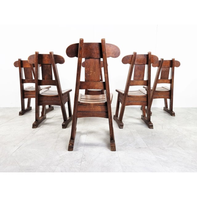 Brown Vintage Brutalist Dining Chairs, 1960s, Set of 6 For Sale - Image 8 of 12