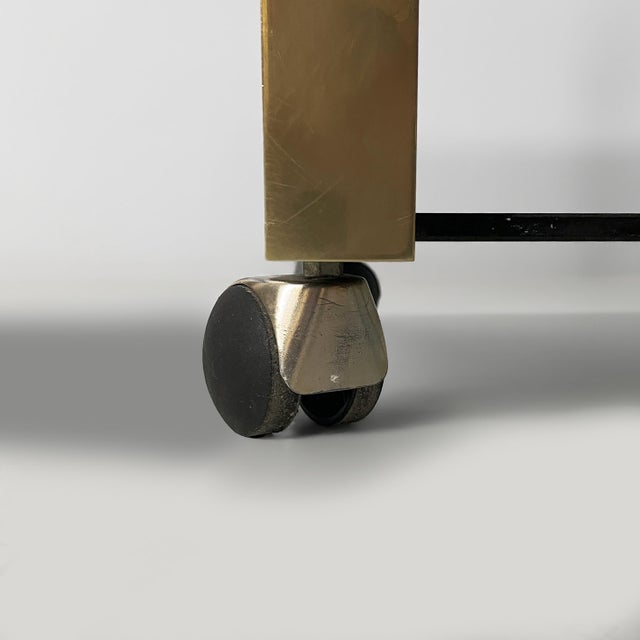 Italian Modern Brass and Smoked Glass Bar Cart, 1970s For Sale - Image 12 of 13