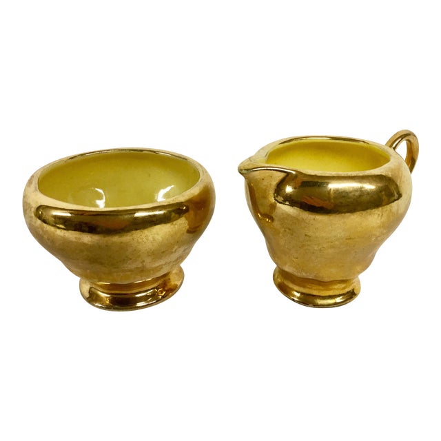 Gold Porcelain Cream & Sugar A Pair Chairish