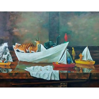 Juan Rodrigo Piedrahita Escobar, Paper Boat with Animals, 2026, Oil Painting For Sale