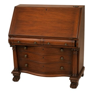Antique Mahogany Ball & Claw Secretary Drop Front Desk For Sale