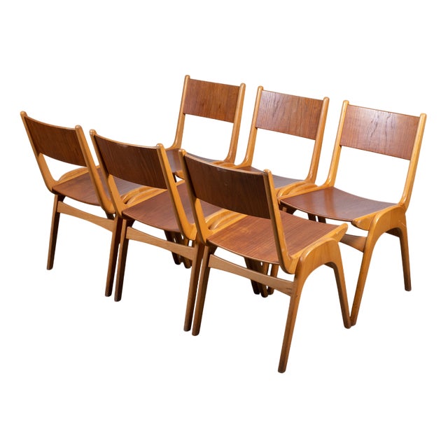 Stacking Chairs attributed to Sorø Møbelfabrik, Denmark, 1950s, Set of 6 For Sale